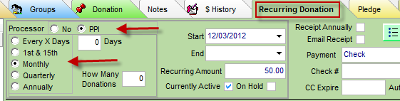 Recurring Donation Screenshot